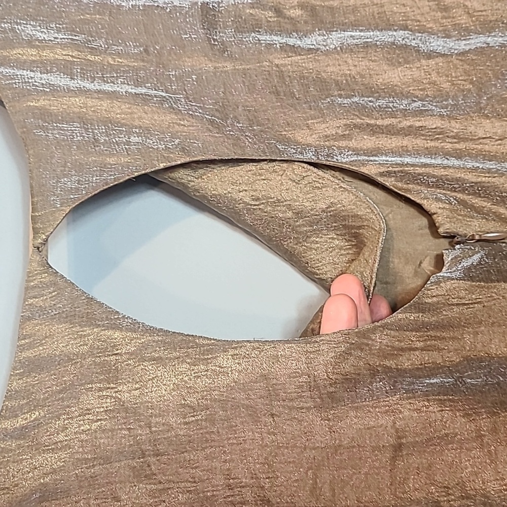 Adrianna Papell Dress Bronze Gold‎ Shimmer Elegant Ethereal Grecian Size 14 - Picture 6 of 9